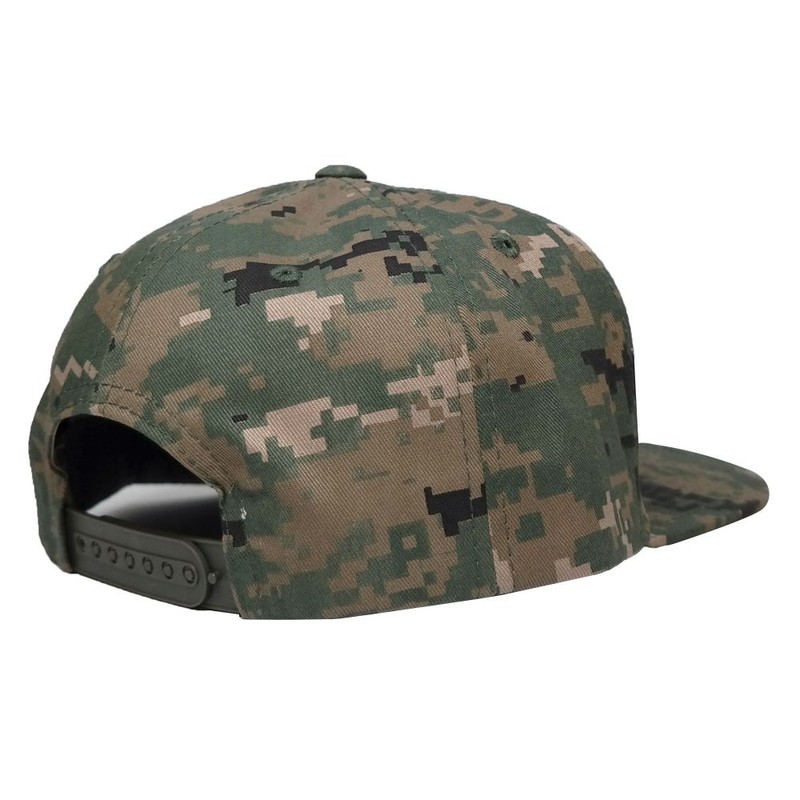 Armycrew Flat Bill Digital Camo American Flag Patch Snapback Cap