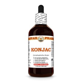 Konjac (Amorphophallus Konjac) Dry Root Tincture, Made in Hawaii, All Natural, Vegan, Pure Liquid Extract - 4 fl.oz