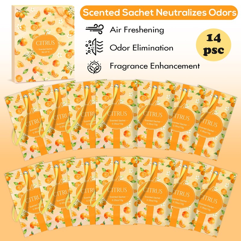 SCENTORINI Scented Sachets for Drawers and Closets, Citrus Scent 14