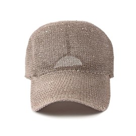 WITHMOONS Breathable Mesh Baseball Cap – Lightweight Sequin Glitter Summer Hat for Women, Adjustable Fit YZM0257 (Beige)