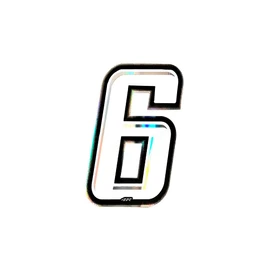 Holographic Racing Number 6 Slim, White, 10 x 6.5 cm