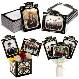 40 Pack 2026 Graduation Party Photo Display Centerpiece Kit Class of 2026 Graduation Table Topper Sticks 4x6 Picture Grad Frames Holders for Graduate College Classroom, Vertical Horizontal