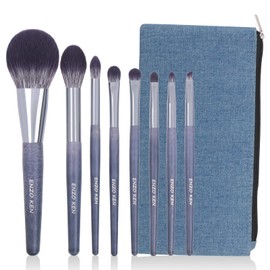 ENZO KEN Natural Purple Badger Hair Makeup Brushes Set Professional, Walnut Makeup Brush Set with Case, Cosmetic Brushes Makeup Set, Natural Makeup Brushes, Natural Bristle Makeup Brushes - ShuiMo