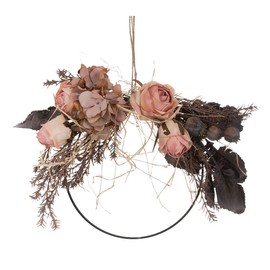 Dloapesy Floral Hoop Wreath Artificial Rose Flowers and Eucalyptus Garland Metal Ring Wreath Hanging for Wedding Nursery Wall Decor (E) (FLH53)