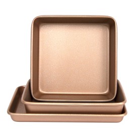 casaWare 3pc Ultimate Series Commercial Weight Toaster Oven Bakeware Set (Rose Gold Granite)