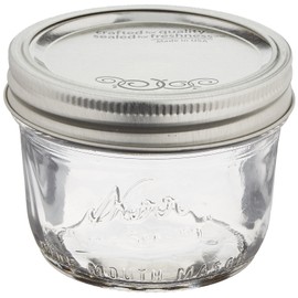 Jarden Kerr Wide Mouth Half-Pint Glass Mason Jars 8-Ounces with Lids and Bands 12-Count per Case (1-Case)