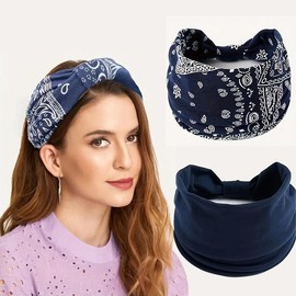 Solid Color Wide Headband, 2 Counts/set Boho Style Hair Band, Elastic Hair Band for Yoga, Running and Sports, Fashion Hair Accessories for Women & Girls