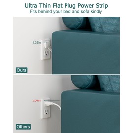 BsrDyb 6Ft Flat Plug Small Power Strip,3-Side White Extension Cord with 6 Wide Outlets Extender,No Surge Protector,Cruise Ship Essentials,Multi Plug for College Dorm Home Office Travel,Wall Mount,ETL Listed