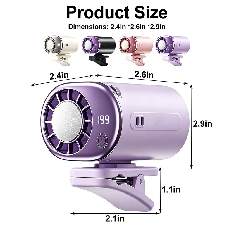 Clip on Fan, 360° Rotate Wearable Mini Fan, 199 Speeds