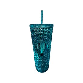 Starbucks 2023 Blue Chrome Studded Venti 24oz Tumbler with Straw