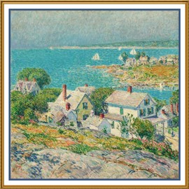 Orenco Originals Headlands at Gloucester Massachusetts Seascape Childe Hassam Counted Cross Stitch Pattern
