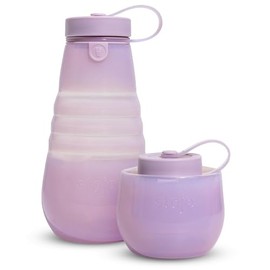 STOJO Collapsible Bottle | Reusable & Leakproof Travel Water Bottle, 20oz / 592ml (20oz Bottle, Translucent Lilac)