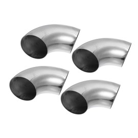 HOPESPANNER 4pcs OD 3.5 Inch 90 Degree Mandrel Bend Elbow SS304 Stainless Steel Bend Tube Exhaust Elbow Pipe for Car Modified Exhaust System 3.5" Piping Silver Tone Vehicle Components