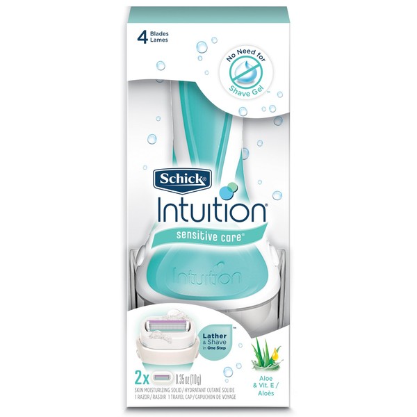 Schick Intuition Sensitive Care Razor for Women with 2 Moisturizing Razor Blade Refills with Natural Aloe
