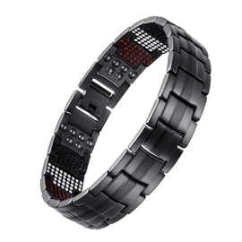 Titanium Bracelet for Men Black PVD Coating 591pcs Minerals Magnetic Bracelet for Men (Black)