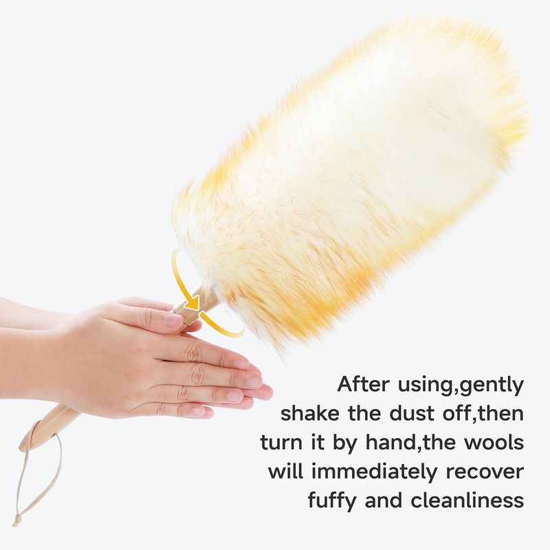 ONESIMUS 2 Pack Lambswool Dusters Fluffy Handheld Natural Feather Duster,
