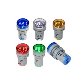 NOYITO 80-500V AC Digital Voltmeter 110V 220V 380V Red Green Yellow Blue White LCD Digital Display Small Round Head (Pack of 2) (Blue)