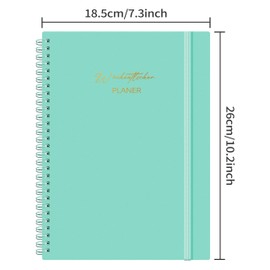 Qefuna Weekly Planner, A5, Weekly Appointment Calendar with To-Do List, PP Shell, 104 Pages 100 g Paper, Hardcover Ring Binder, in German (Blue Green)