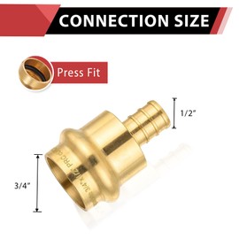 Pro 10-Pack EFIELD 3/4" Copper Press X 1/2" PEX-A Expansion Coupling Brass Fittings Adapter For Copper and Pex Pipe Connection,(PRESS088)