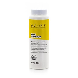 Acure Dry Shampoo - Mini Powder Dry Shampoo for Women with Blonde & Dark Hair, Care to Refresh Treated Color Tinted Hair with Rosemary & Peppermint, Non Aerosol, Clean, 100% Vegan - 1.7 oz Travel Size