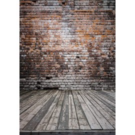 AIIKES 5x7FT Vintage Brick Wall PhotoBackdrops Wood Floor Photography Background for Wedding Party Portraits Photo Booth Backdrop 96-86