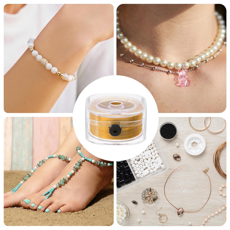 PATIKIL 0.8mm Flat Stretch Bracelet String with Organizing Boxes 100