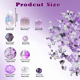 1000pcs Glass Beads for Jewelry Making Colorful Rainbow Craft Crystal Beads with Loose Beads Sparkly Beads for DIY Necklace Bracelet Earring(Purple)