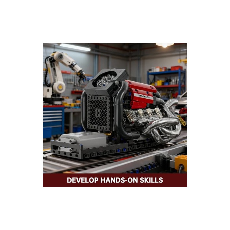 Mould King Formula One Engine Building Blocks, Motor Model Building