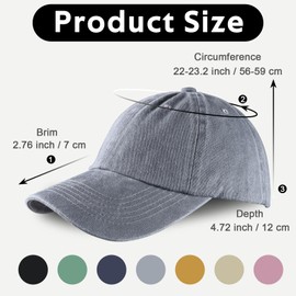Yazikisa Men Women Baseball Cap Vintage Washed Plain Golf Hat Low Profile Distressed Dad Caps Classic Adjustable Trucker Hats Flat Bill Brim Outdoor Casual Activities Unisex Grey