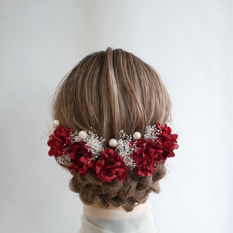 Lomeri Romeli Hair Ornaments with Kasumi Grass, Hydrangea and Pearls