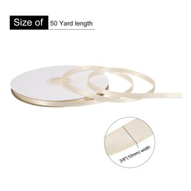 sourcing map 10mm x 46 yards Satin Ribbon Double Sided Ribbon Polyester Gift Ribbon for Decoration Party Wedding Birthday Sympathy Gift Wrapping Ribbon, Light Yellow