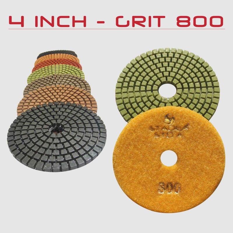 STADEA Premium Grade Wet 4" Diamond Polishing Pads Set +