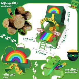 OFIHIDO Leprechaun Trap Kit for Kids,Wood DIY Craft Catch a Leprechaun Trap Kit for Kids Classroom Activity,St. Partrick Day Decorations Party Supplies