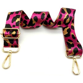 Adjustable Shoulder Strap Bag, Pink, Bag Straps for Changing, Bag Strap Wide with Carabiner Gold, 80-130 cm Shoulder Strap for Women's Shoulder Bags, Modern Handbag Accessories, 3.8 cm, 17