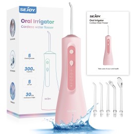 SEJOY Cordless Water Flosser Dental Oral Irrigator Water Floss Pick Teeth Cleaner Tips