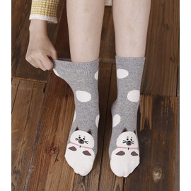 Zfsock Funny Colourful Women's Socks with Cartoon Animal Design, Cool, Cute Cat / Dog Cotton Socks, Christmas Gift Idea for Women and Girls, Pair of 5 - 35-42