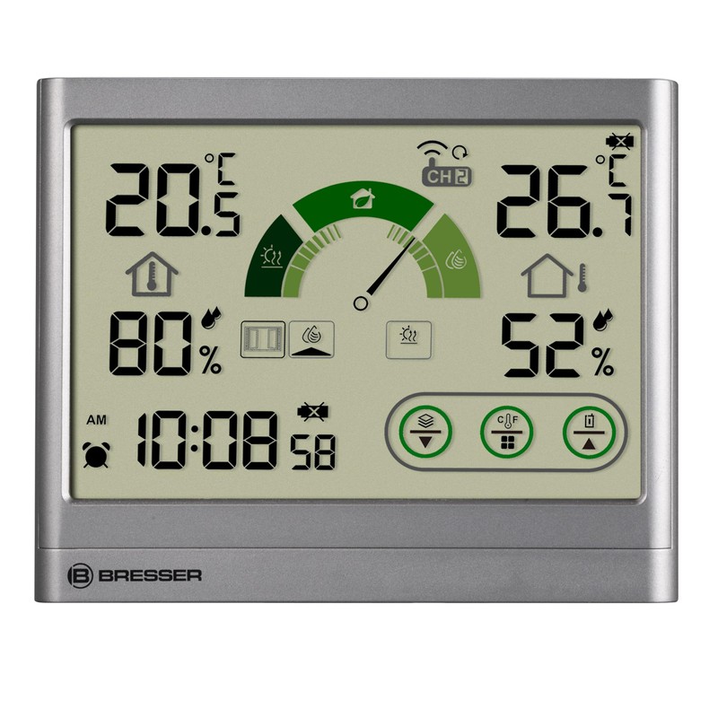 Bresser Thermo-Hygrometer Ventilation Recommendation Indoor Outdoor Temperature Humidity Comfort Indicator
