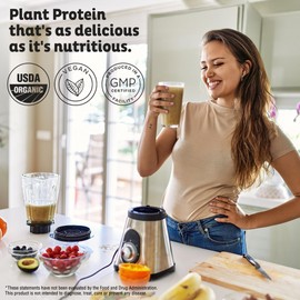 KOS KOS Vegan Protein Powder, Chocolate Peanut Butter - Low Carb Pea Protein Blend, USDA Organic Superfood with Vitamins & Minerals - Keto, Soy, Dairy Free - Meal Replacement for Women & Men - 10 Servings