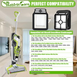 Rebirthcare Pack of 3 1866f Filters for Bissell for Crosswave Pet Pro and for Crosswave Cordless Max 2306A 1785 1785A 2211W 2554 2590 2593 2596 Replacement Filter Accessories Replacement Parts,