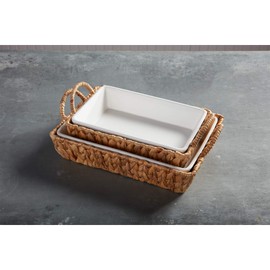 Mud Pie Hyacinth Basket Set, small baker 7" x 11" | large baker 13" x 18 1/2"