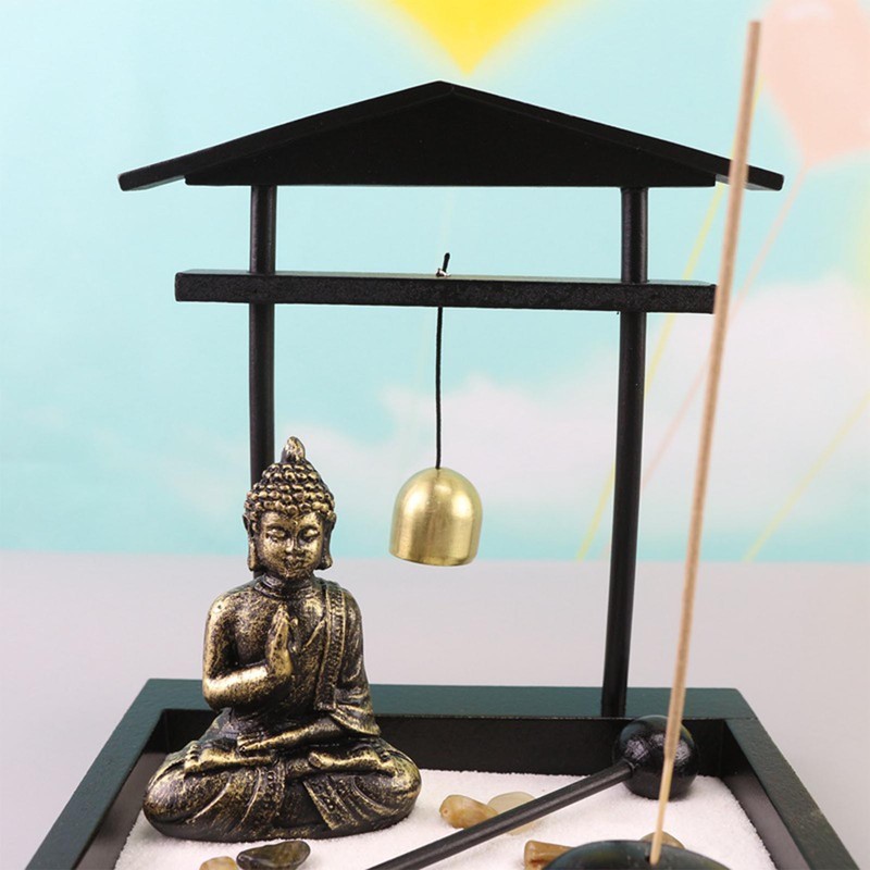 Sitting Buddha Ornament Statue Resin Zen Sand Garden Meditating Sculpture