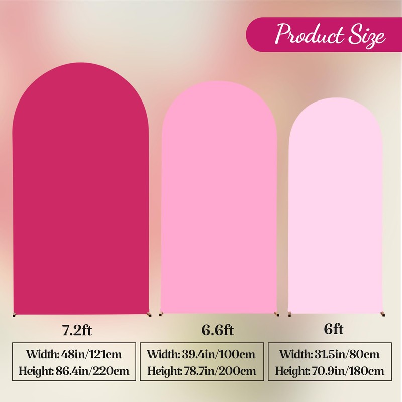 Set of 3 Arch Backdrop Covers(7.2ft, 6.6ft, 6ft) - Premium
