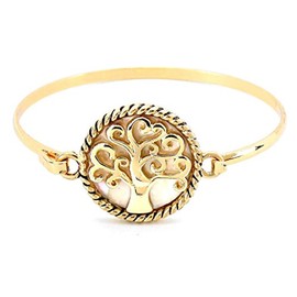 Arras Creations Fashion Imitation Mother of Pearl Filigree Fold Over Bracelet for Women / AZBRFL020-GLD