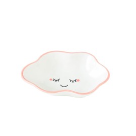 Bngukju Cute Cloud Shape Ceramic Plate Decorative Ring Holder Small Jewelry Plate (Pink)