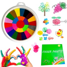 Finger Paint Kit,25 Colors Washable Funny Finger Painting Kit whit Book,DIY Crafts Painting,Colorful and Easy Clean Up (25 Colors)