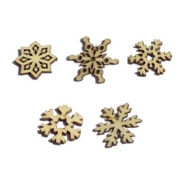 100pcs Rustic Wooden Christmas Snowflakes Confetti Wood Craft Shapes Embellishments for Crafting Decoration
