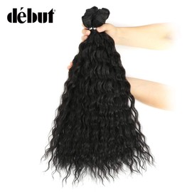 DÉBUT Synthetic Hair Bundles with Closure Weave Bundles with Frontal Swiss Lace 9 Pieces Water Wave 50 cm 240 g High Temperature Fibre (50 cm, T-SGREY)