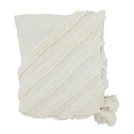 SARO LIFESTYLE Textured Chic Tufted Throw with Tassels
