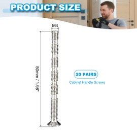 PATIKIL 20Pcs M4x50 Cabinet Handle Screws, Phillips Drive, Flat Head, Nickel Plated Carbon Steel, Break Away Design, Suitable for Doors, Hardware, Lever, Cabinets, Drawers