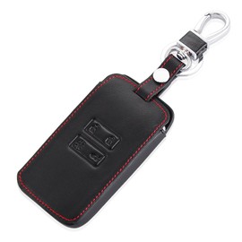 Happyit Leather car Remote key case cover for Renault 2016 Kadjar Keychain for Keys With Key Rings (red)